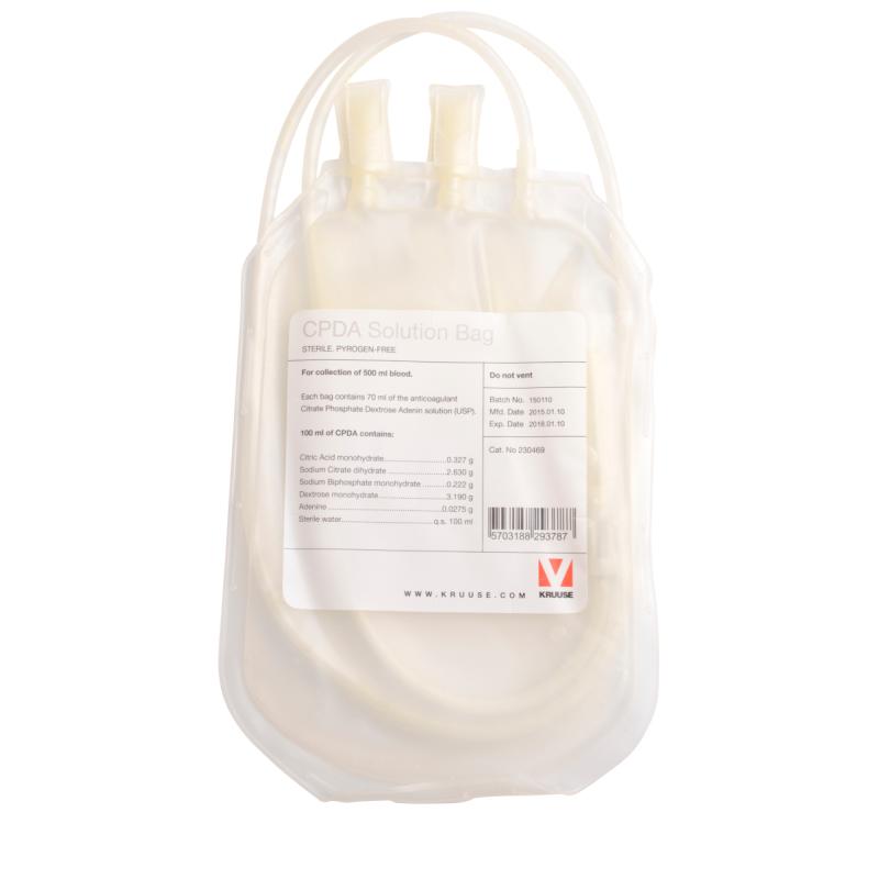 Bolsa KRUUSE CPDA para extracción de sangre 500 ml, 1,6 x 40 mm, aguja