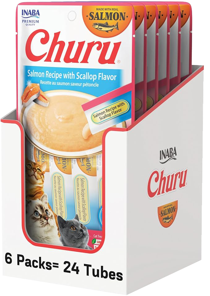 Inaba Churu Premio para gato receta base salmón/vieira (caja 24 tubos 14g c/u)