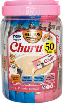 Churu Premio Para Gato Tarro Variedad de Salmón (Bote con 50 Piezas)
