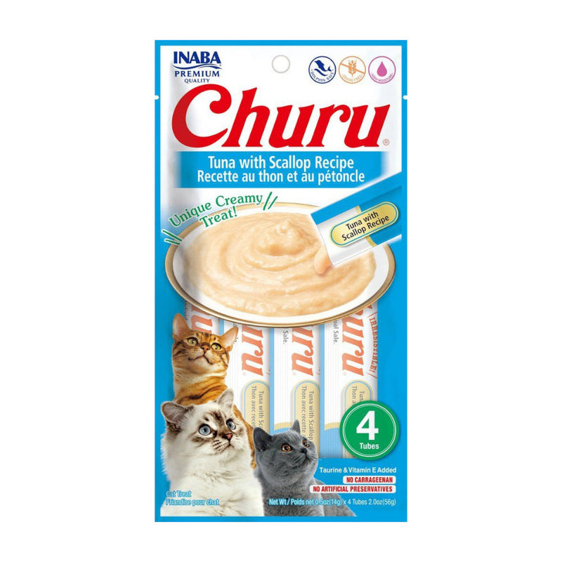Inaba Churu Premio para gato receta de atún/vieira (caja 24 tubos 14g c/u)