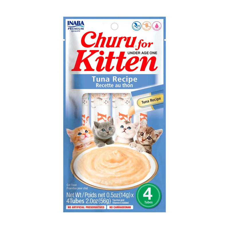 Inaba Churu Kitten Premio para gato receta de atún (caja 24 tubos 14g c/u)