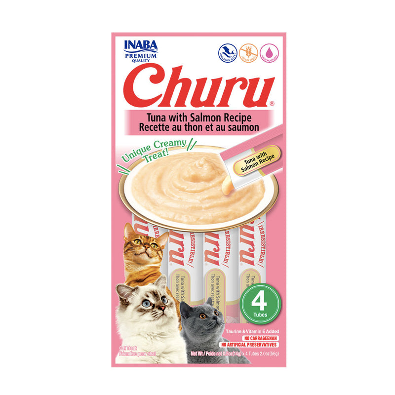 Inaba Churu Premio para gato receta de atún/salmón (caja 24 tubos 14g c/u)