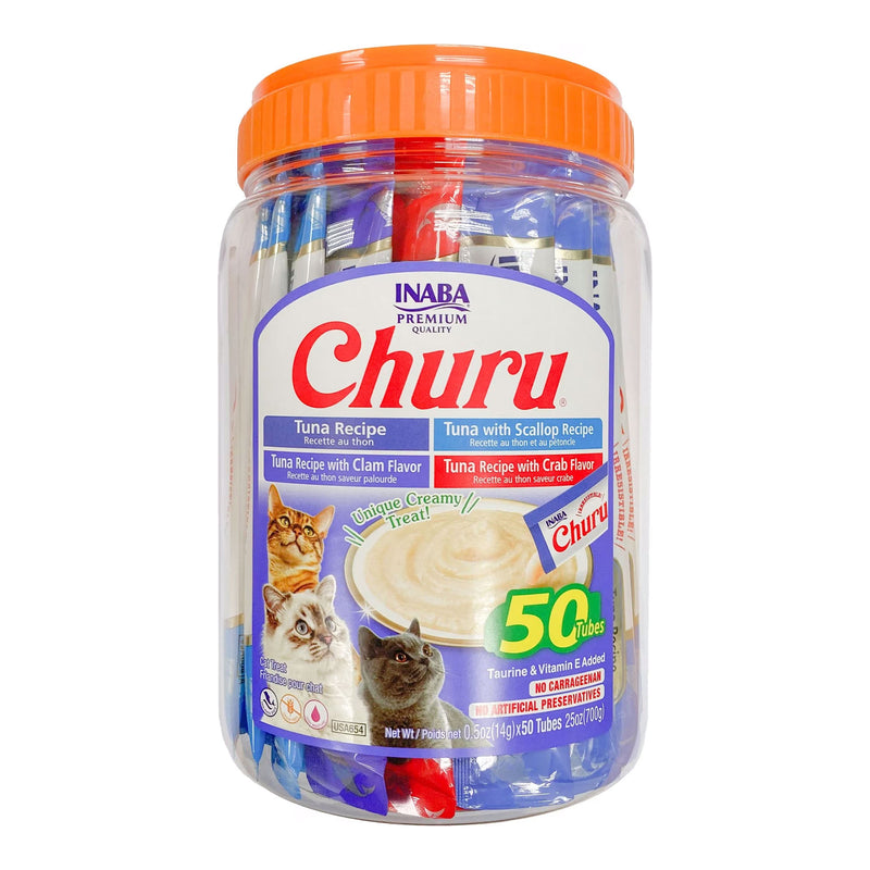 Inaba Churu Premio para gato variedad de atún y mariscos (bote 50 piezas)