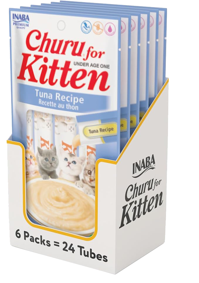 Inaba Churu Kitten Premio para gato receta de atún (caja 24 tubos 14g c/u)