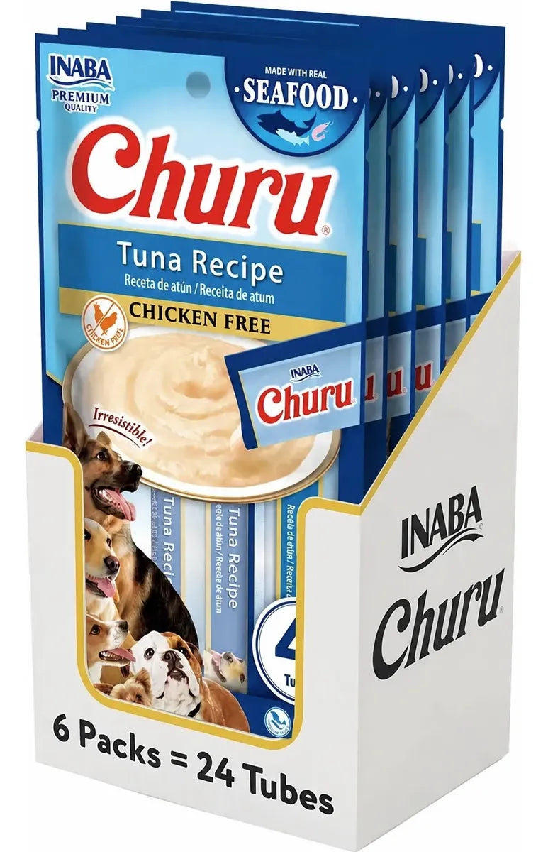 Inaba Churu Dog Premios para Perro Receta de Atún (caja 24 tubos 14g c/u)