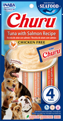 Inaba Churu Dog Premios para Perro Receta de Atún y Salmón (caja 24 tubos 14g c/u)