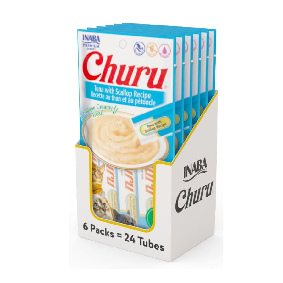 Inaba Churu Premio para Gato Receta de Atún/Vieira (Caja 24 Tubos 14g c/u)