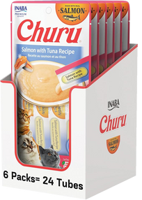 Inaba Churu Premio para gato receta base salmón/atún (caja 24 tubos 14g c/u)