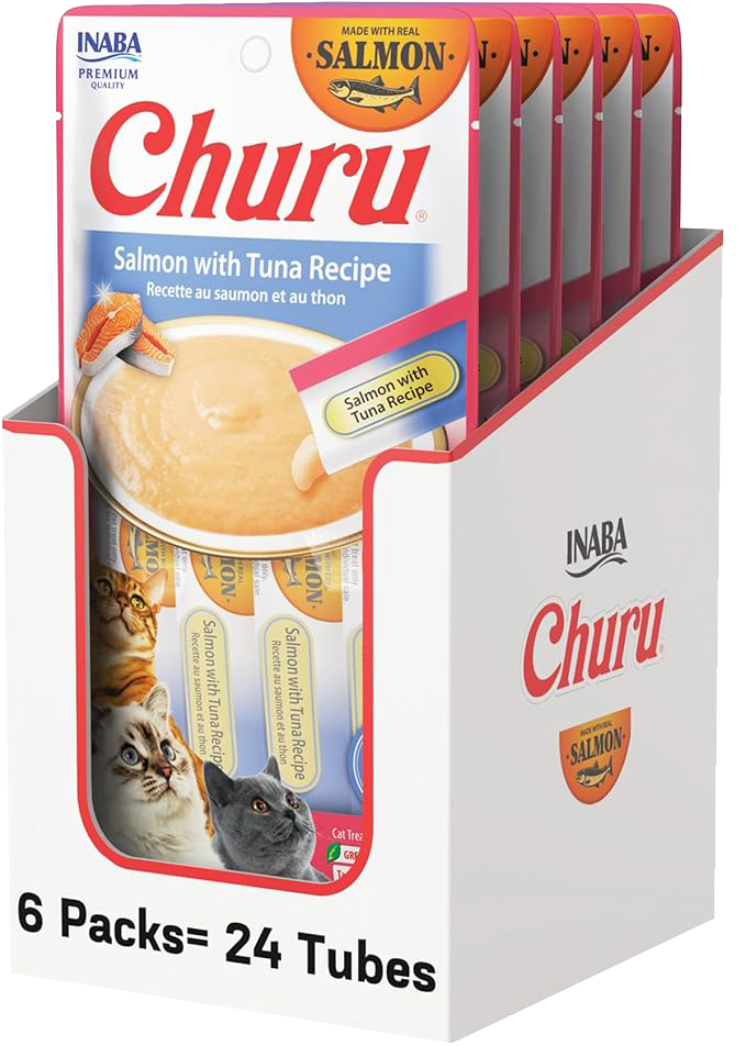 Inaba Churu Premio para gato receta base salmón/atún (caja 24 tubos 14g c/u)