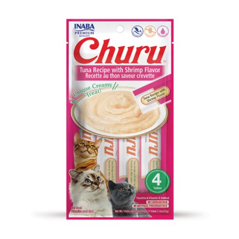 Inaba Churu Premio para gato receta de atún/camarón (caja 24 tubos 14g c/u)