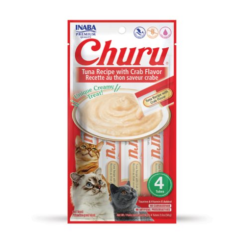 Inaba Churu Premio para gato receta de atún/cangrejo (caja 24 tubos 14g c/u)