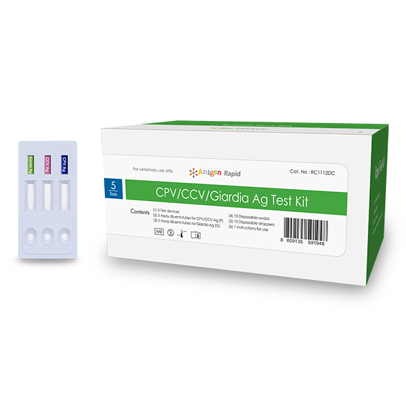 Prueba rápida CPV Ag/CCV Ag/Giardia Ag, 5 pruebas